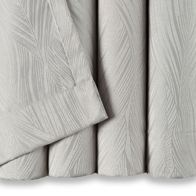 Chanasya 2pk Embossed Textured Sheer Window Curtain Panels - Set of 2 - 52 x 63 Inches Long - Leaf, Beige