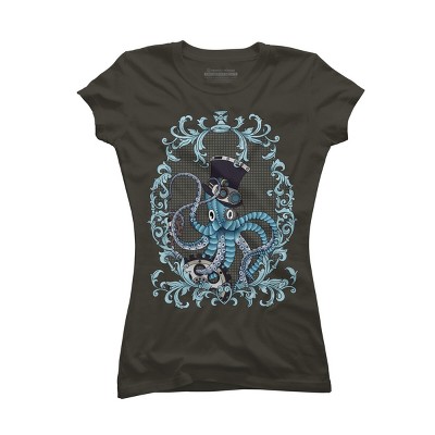 Junior's Design By Humans Steampunk Octopus By paviash T-Shirt