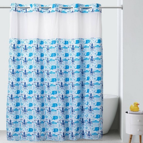 71 X74 Silly Sealife Shower Curtain, Hookless Plastic Shower Curtain
