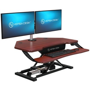VersaDesk PowerPro Elite 36" Smart Height Adjustable Corner Standing Desk Converter for Home & Office, Cherry, w/ USB Charging Port & App Control - 1 of 4