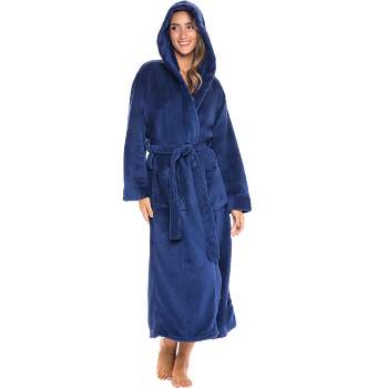 ADR Women's Classic Winter Bath Robe, Hooded Soft Cozy Plush Fleece Bathrobe Loungewear