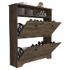 APRILSOUL Brown Shoe Rack with Superior Top, Two Extendable Shelves, Shoe Storage Cabinet Organizer for Entryway - 3 of 4