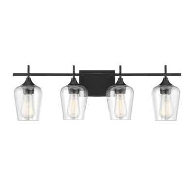 28.75" 4 Light Black Bath Sconce with Glass Clear - Aurora Lighting