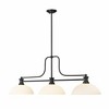 Melange 3-Light Linear Billiards Pendant - Matte Black with Opal Glass Shades - 2 of 4