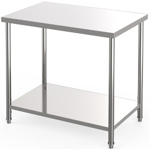 Stainless Steel Table, Heavy-Duty Metal Commercial Prep Table with Open Storage Racks for Restaurant Kitchens, Home, Hotels, Food Preparation - 1 of 4