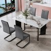 FURNIinspire Dining Tables Modern Rectangular Marble Look Table with MDF Legs and Gold Trim for Dining Room and Living Room, White, 63"*35.4"*30" - 4 of 4