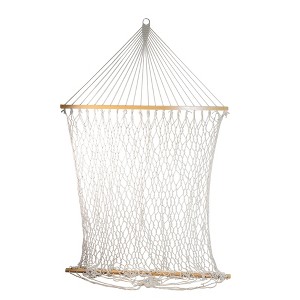 Northlight Lattice Macrame Netted Hammock with Wooden Bars - 78" x 59" - White - 1 of 4