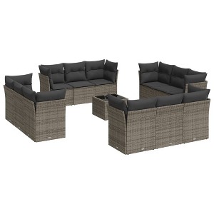 vidaXL Garden Sofa Set Grey, Dark Grey - 1 of 4