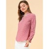 Allegra K Women's Bow Tie Neck Ruffled Collar Printed Long Sleeve Vintage Blouse - 4 of 4