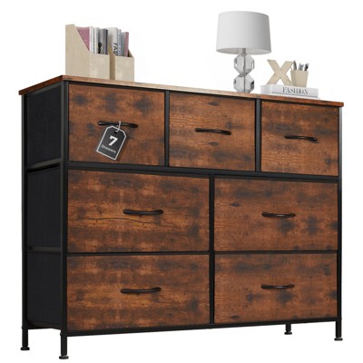 NicBex Dresser for Bedroom,Chest of Drawers with Fabric Bins and Black Metal Handles Design,Fabric Storage Dressers for Bedroom