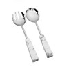 Classic Touch Set of 2 Stainless Steel Salad Servers with White and Grey Stone Handles - 3 of 4