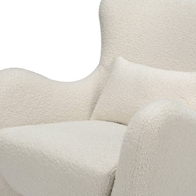 Ivory Boucle Modern Swivel Glider with Curved Back