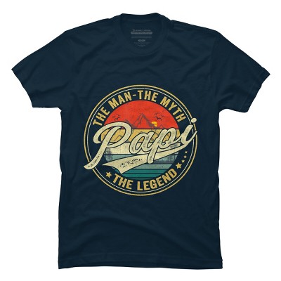 Men's Design By Humans Vintage Sunset Papi, The Man, Myth, Legend By COVI T-Shirt