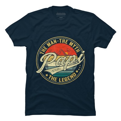 Men's Design by Humans Vintage Sunset Papi, The Man, Myth, Legend by COVI T-Shirt - Navy - 3X Large