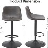 Set of 2 Adjustable Bar Stools Industrial Bar Height Stools with Back Support Counter Height Bar Chairs Pu Leather Bar Stool - 4 of 4