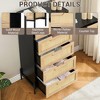 Rattan 5 Drawer Dresser, Large Natural Wood Chest of Drawers with Oak Finish, Boho Rattan Bedroom Furniture - 4 of 4