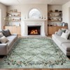 Washable Modern Floral Rug Non Slip Low Pile Rug Soft Contemporary Throw Floor Cover Foldable Indoor Carpet for Living Room Bedroom Playroom Nursery - 2 of 4