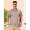 Lars Amadeus Men's Short Sleeve Button Down Summer Beach Vertical Striped Shirts - 2 of 4