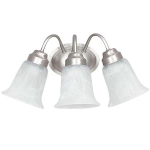 Sunset Lighting 3-Light Wall Sconce, Faux Alabaster Glass, Satin Nickel Finish - 1 of 3