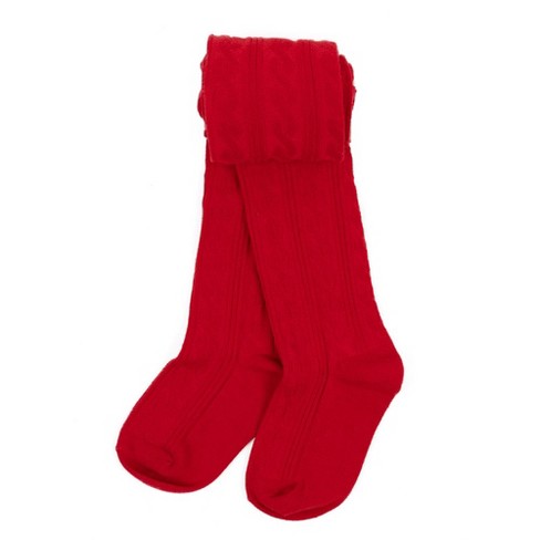 Leveret Girls Cable Knit Tights Red 10-14 Year