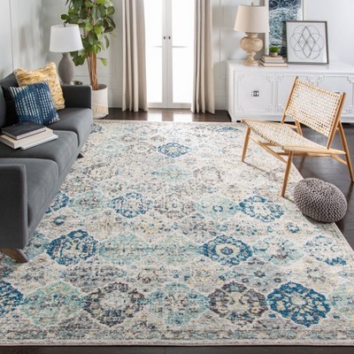 Elegant Ivory Square Synthetic Rug - Stain-Resistant and Reversible