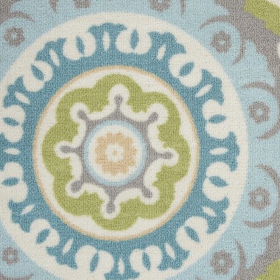 Jade and Aqua Circular Synthetic Outdoor Rug