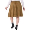 Women's Plus Size Faux Suede High Waisted Elastic Pleated Casual A Line Midi Skirt with Pockets - Agnes Orinda - 4 of 4
