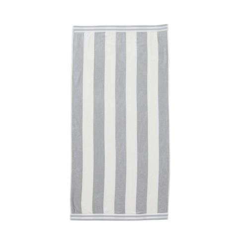 Oversized Cotton Cabana Pastel Stripe Beach Towel - Great Bay Home (40 x 70, Oatmeal)