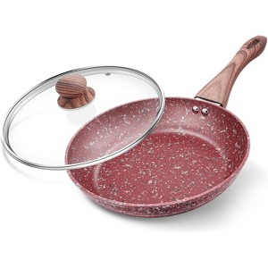 KOCH SYSTEME CS  12 Inch Nonstick Frying Pan with Lid, Granite Frying Pan with Non-toxic Nonstick Coating,  Gray/Red - 1 of 4