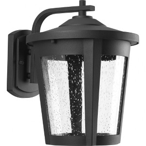 Progress Lighting East Haven 1-Light LED Outdoor Wall Lantern in Black with Seeded Glass Shade - 1 of 4