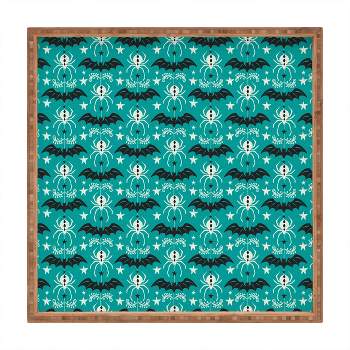 Heather Dutton Night Creatures Teal Medium Square Bamboo Tray - Deny Designs