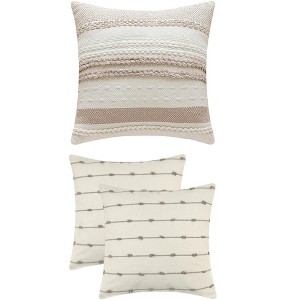 REGALWOVEN 3 Pcs Striped Modern Decorative Throw Pillow Covers Square 18" x 18" - 1 of 4
