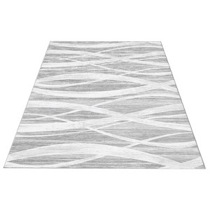 9x12 Washable Area Rugs, Rug for Living Room, Soft Modern Wave Distressed Carpet, Non-Slip Entry Rug, Print Rug, Low Pile Non-Shedding Foldable Rugs - 1 of 4