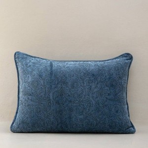 Mela Artisans Moontide Velvet Pillow Cover, Blue 14"x20" - 1 of 4
