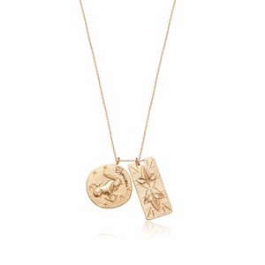 Zodiac Double Medallion 18k Gold Plated Necklace - Ettika - 1 of 2
