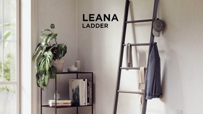 Leana Black Wood and Steel Towel Stand