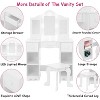 GustoWave Girls Vanity Table with Tri-Folding Mirror, Light,Stool & Drawer, 2 in 1 Wooden Makeup Desk Dressing Table, Pretend Play Vanity Set for Kids - 2 of 4