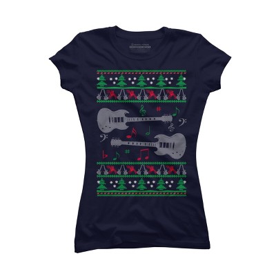 Junior's Design By Humans Guitar Christmas By sophialada T-Shirt