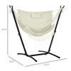 Boho Patio Hammock Chair Hanging Lounge Swing with Stand and Side Pocket & Headrest - 3 of 4