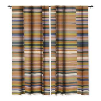 Gigi Rosado Brown striped pattern Set of 2 Panel Blackout Window Curtain - Deny Designs