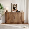 57''W Curved Buffet Sideboard with 4 Doors & Metal Handles, Ash Veneer Storage Cabinet Accent Cabinet Cupboard - ModernLuxe - 2 of 4