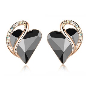 Leafael 18K Rose Gold Plated Love Heart Stud Earrings with Healing Stone Crystal Jewelry Gifts for Women - 1 of 4