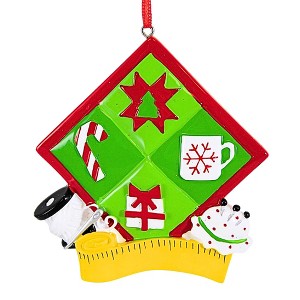 Polarx 3.5 Inch Quilting Christmas Tree Ornament , Christmas Decor Quilt Square Sewing (1PC) - 1 of 4