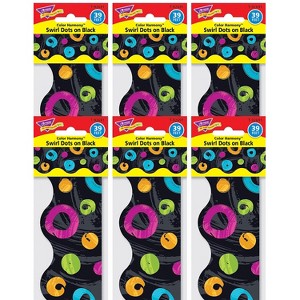 TREND Enterprises Terrific Trimmers Color Harmony 468"L x 2.25"H Trim Swirl Dots on Black 6 Packs - 1 of 3