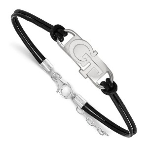 Black Bow Jewelry Sterling Silver Georgia Tech Yellow Jackets NCAA Identification Bracelet 7 Inch - 1 of 3
