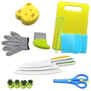 First Real Cooking Set for Kids - Safe Nylon Knives, Mixing Bowls & Utensils for Little Hands - 1 of 4