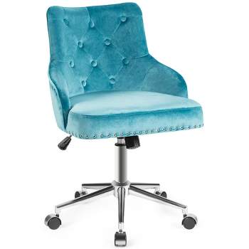 Costway Velvet Office Chair Upholstered Swivel Computer Task Chair Turquoise