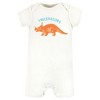Hudson Baby Infant Boy Cotton Rompers, Triceratops - 3 of 4