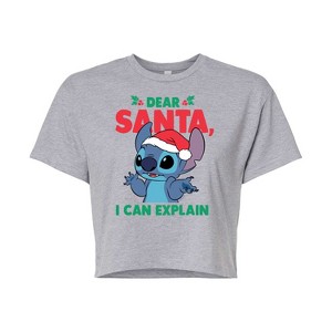 Women's - Lilo and Stitch - Dear Santa I Can Explain Christmas Cropped Graphic T-Shirt - 1 of 4