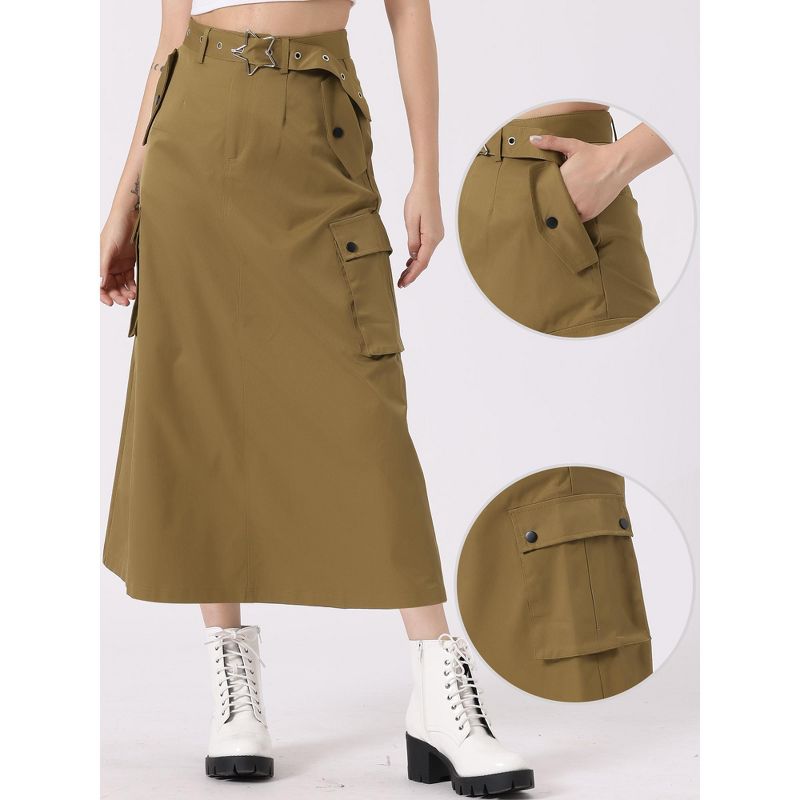 Allegra K Women's Midi Trendy Y2K Zip High Waisted Straight Long Skirt, 2 of 6